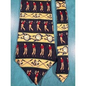 Claybrooke‎ 100% Silk Golf Novelty Tie – Vintage Sports Design